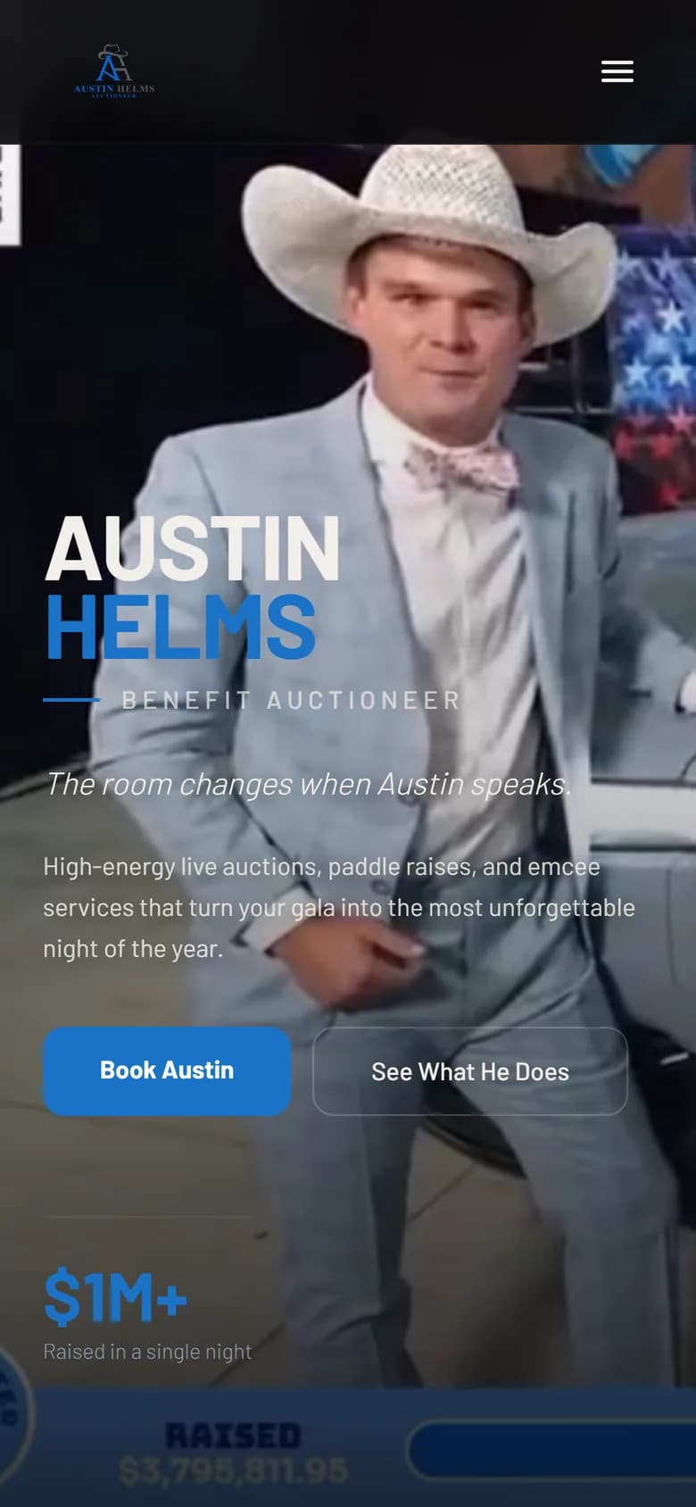 Austin Helms homepage on a phone