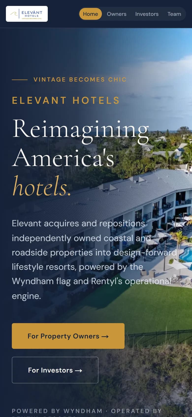 Elevant Hotels homepage on a phone